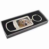 Golden Retriever Dog Chrome Metal Bottle Opener Keyring in Box