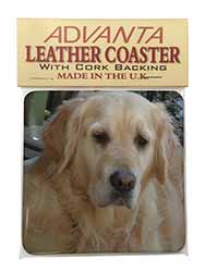 Golden Retriever Dog Single Leather Photo Coaster