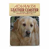 Golden Retriever Dog Single Leather Photo Coaster