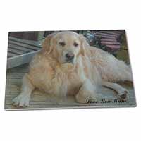 Large Glass Cutting Chopping Board Golden Retriever Dog 