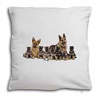 German Shepherd Dogs Soft White Velvet Feel Scatter Cushion