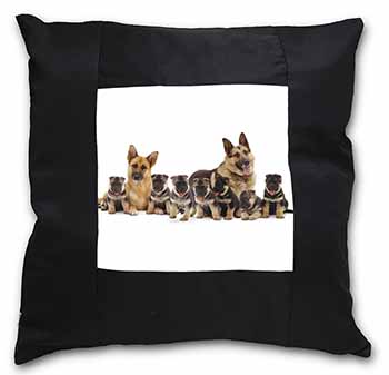 German Shepherd Dogs Black Satin Feel Scatter Cushion