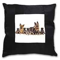 German Shepherd Dogs Black Satin Feel Scatter Cushion