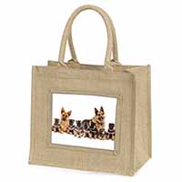 German Shepherd Dogs Natural/Beige Jute Large Shopping Bag