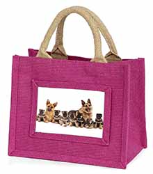 German Shepherd Dogs Little Girls Small Pink Jute Shopping Bag