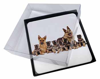 4x German Shepherd Dogs Picture Table Coasters Set in Gift Box