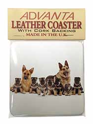 German Shepherd Dogs Single Leather Photo Coaster