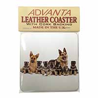 German Shepherd Dogs Single Leather Photo Coaster