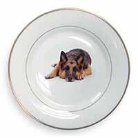 German Shepherd Gold Rim Plate Printed Full Colour in Gift Box