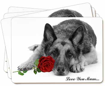 German Shepherd (B+W) Love You Mum Picture Placemats in Gift Box