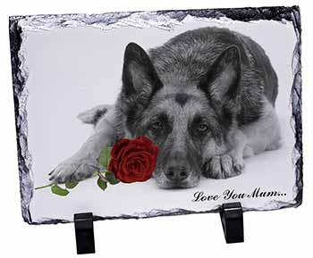 German Shepherd (B+W) Love You Mum, Stunning Photo Slate