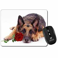 German Shepherd with Red Rose Computer Mouse Mat