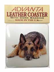 German Shepherd Single Leather Photo Coaster