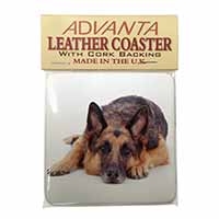 German Shepherd Single Leather Photo Coaster