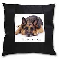 German Shepherd Grandma Black Satin Feel Scatter Cushion