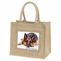 German Shepherd Grandma Natural/Beige Jute Large Shopping Bag