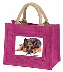 German Shepherd Grandma Little Girls Small Pink Jute Shopping Bag