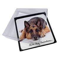 4x German Shepherd Grandma Picture Table Coasters Set in Gift Box