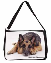 German Shepherd Grandma Large Black Laptop Shoulder Bag School/College