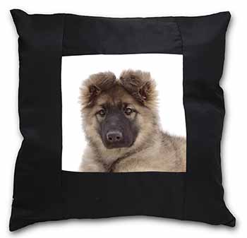 German Shepherd Puppy Black Satin Feel Scatter Cushion