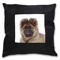 German Shepherd Puppy Black Satin Feel Scatter Cushion