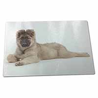 Large Glass Cutting Chopping Board German Shepherd Puppy