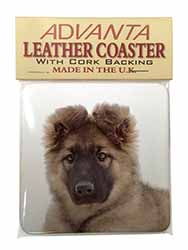 German Shepherd Puppy Single Leather Photo Coaster