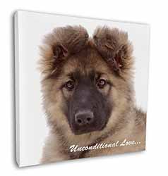 German Shepherd With Love Square Canvas 12"x12" Wall Art Picture Print