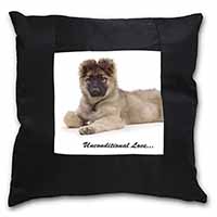 German Shepherd With Love Black Satin Feel Scatter Cushion