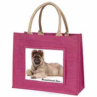 German Shepherd With Love Large Pink Jute Shopping Bag