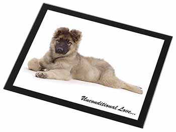 German Shepherd With Love Black Rim High Quality Glass Placemat