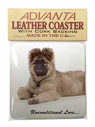 German Shepherd With Love Single Leather Photo Coaster