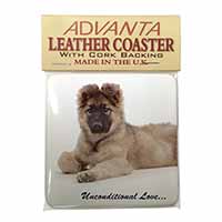 German Shepherd With Love Single Leather Photo Coaster