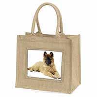 Belgian Shepherd Dog Natural/Beige Jute Large Shopping Bag