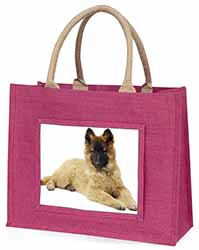 Belgian Shepherd Dog Large Pink Jute Shopping Bag