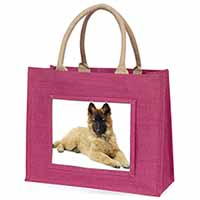 Belgian Shepherd Dog Large Pink Jute Shopping Bag