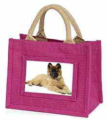Belgian Shepherd Dog Little Girls Small Pink Jute Shopping Bag