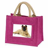 Belgian Shepherd Dog Little Girls Small Pink Jute Shopping Bag