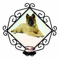 Belgian Shepherd Dog Wrought Iron Wall Art Candle Holder