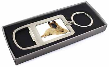 Belgian Shepherd Dog Chrome Metal Bottle Opener Keyring in Box