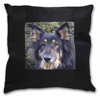 Tri-Colour German Shepherd Black Satin Feel Scatter Cushion