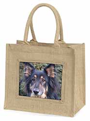 Tri-Colour German Shepherd Natural/Beige Jute Large Shopping Bag