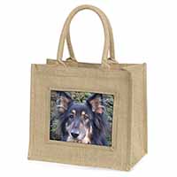 Tri-Colour German Shepherd Natural/Beige Jute Large Shopping Bag