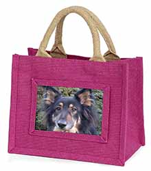 Tri-Colour German Shepherd Little Girls Small Pink Jute Shopping Bag