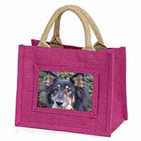 Tri-Colour German Shepherd Little Girls Small Pink Jute Shopping Bag