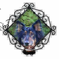 Tri-Colour German Shepherd Wrought Iron Wall Art Candle Holder