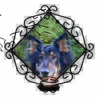 Tri-Colour German Shepherd Wrought Iron Wall Art Candle Holder