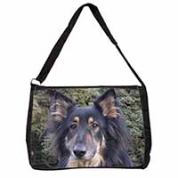 Tri-Colour German Shepherd Large Black Laptop Shoulder Bag School/College