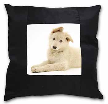 White German Shepherd Black Satin Feel Scatter Cushion