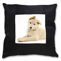 White German Shepherd Black Satin Feel Scatter Cushion